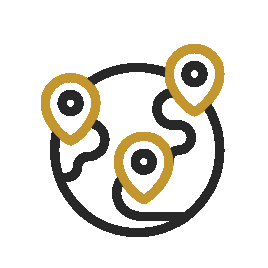 Animated icon showing global presence